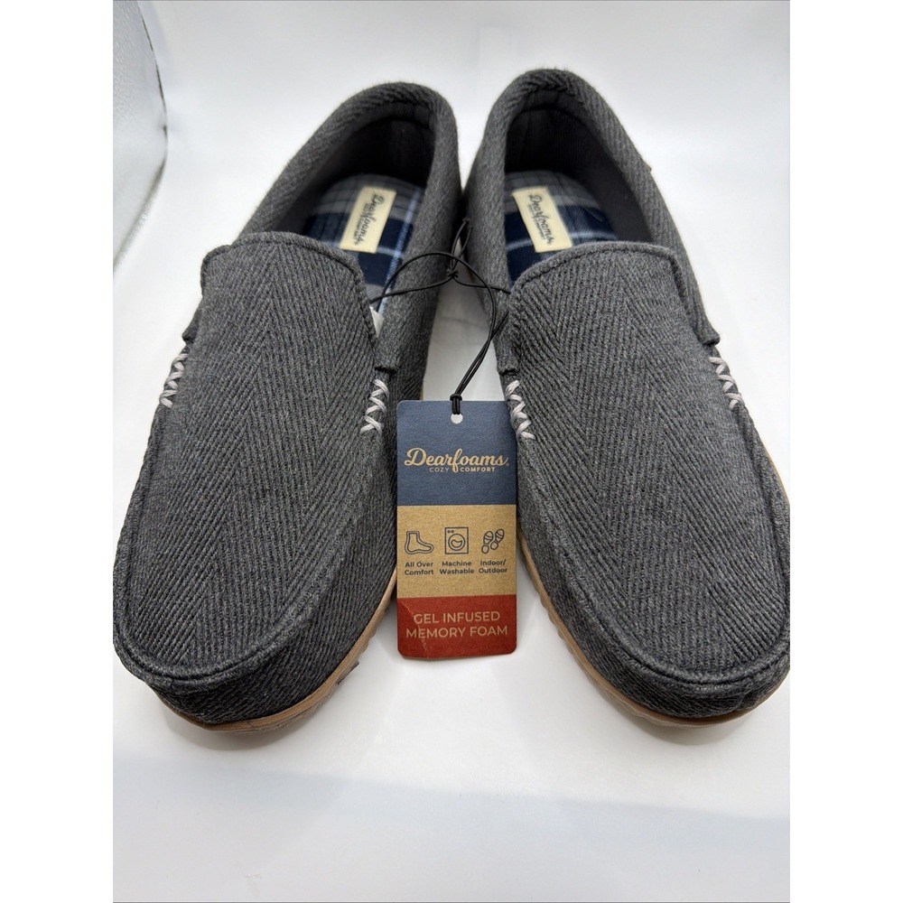 Men's Dearfoams Gray Memory Foam Slippers Grey Size‎ Medium 9-10. New
